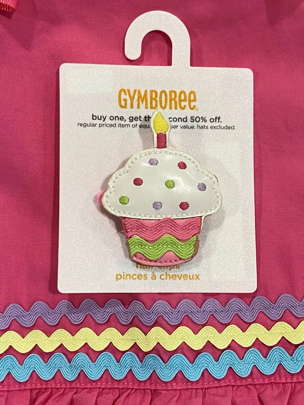 Gymboree Girls ‘Hello, Cupcake’ Pink Tiered Ric-Rac Sun Dress and Hair Clip 5T